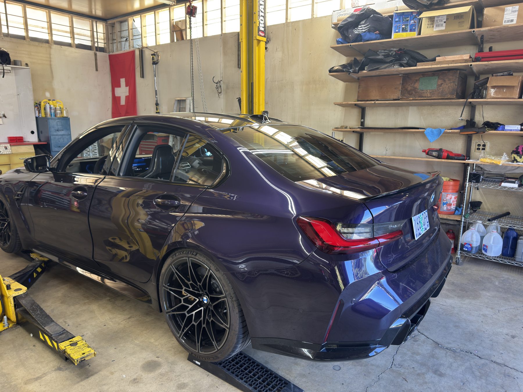 BMW M3 G80 Individual with a custom exhaust installed at Blue Rocket Performance — Milwaukie & Portland, Oregon