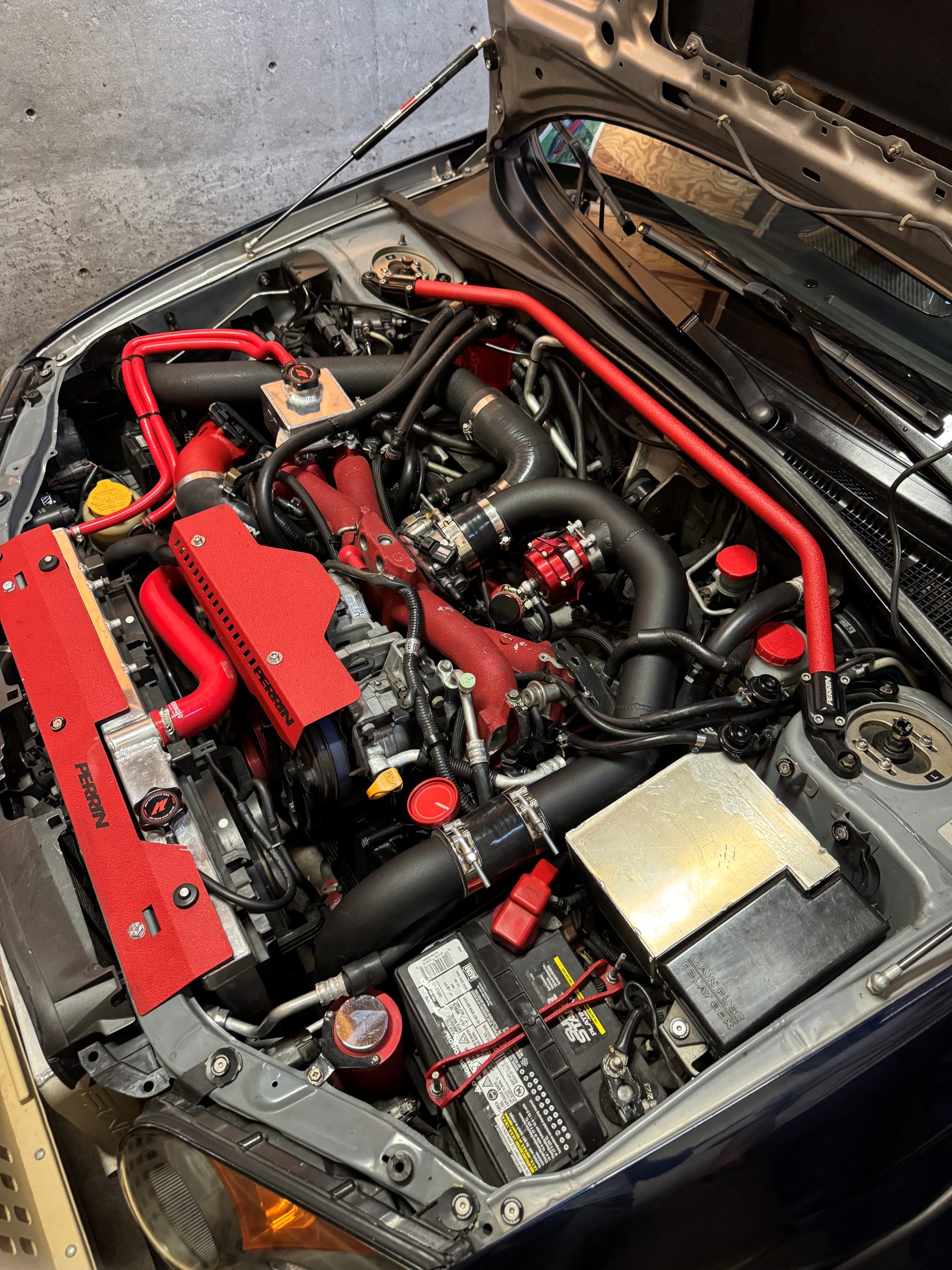 Subaru STI engine bay built by Blue Rocket Performance — Milwaukie & Portland, Oregon